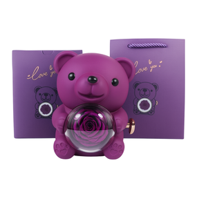 Colar com Nome Personalizado + Urso com Rosa Eternizada