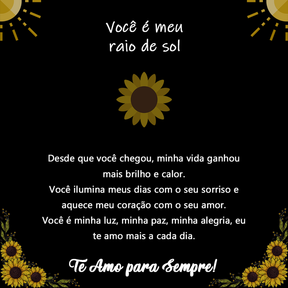 Caixa com Girassol Eterno & Colar Coração Personalizado