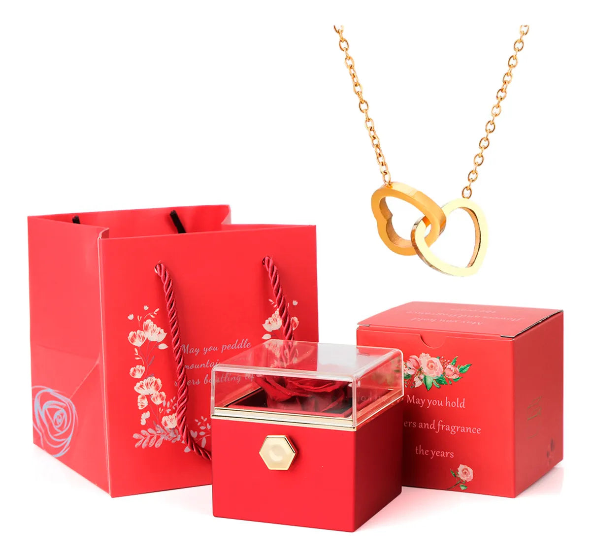 Caixa Presente Rosa Eterna Giratória