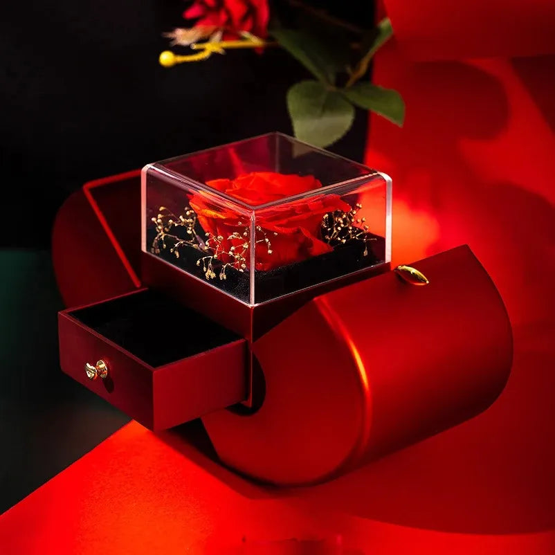 Caixa Maça Luxo Presente Rosa Vermelha Colar Amor Vermelho