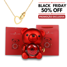 Colar com Nome Personalizado + Urso com Rosa Eternizada