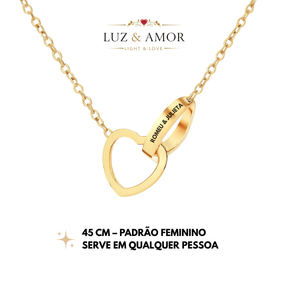 Caixa com Girassol Eterno & Colar Coração Personalizado